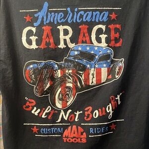 Mac Tools Americana Garage Short Sleeve Tee - Black with Red & Blue Graphic